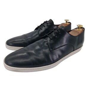 Santoni Shoes Mens Size 12 Black  Leather Low Top Casual Sneakers Made In Italy